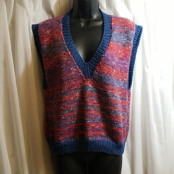 Handmade Sweaters - Multicolor V-Neck Sweater Vest